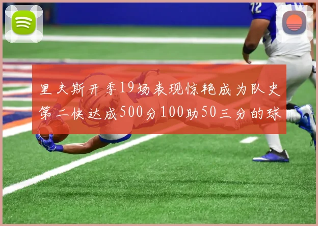 里夫斯开季19场表现惊艳成为队史第二快达成500分100助50三分的球员